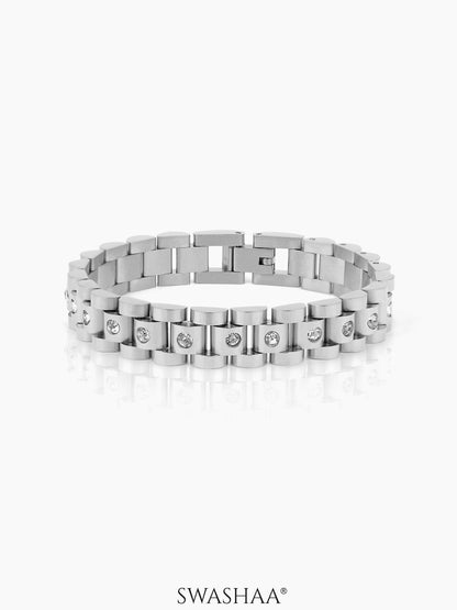 Jenelina Diamond Women's Watch Belt Bracelet Silver 10 MM