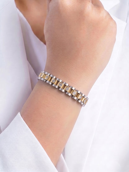 Jenelina Diamond Silver Women's Watch Belt Bracelet