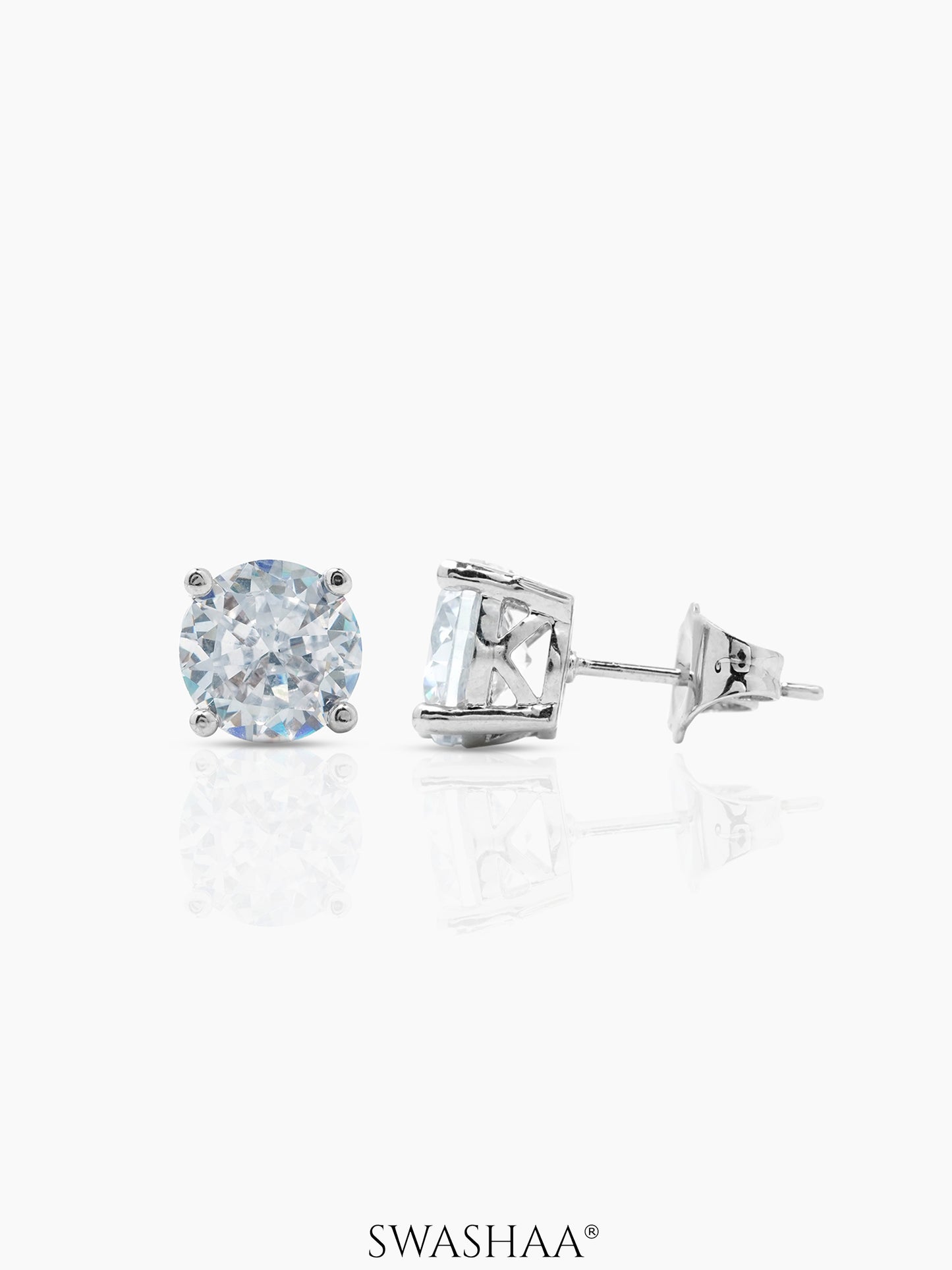 Kael Solitaire Men's Stud Earrings Silver 8 MM
