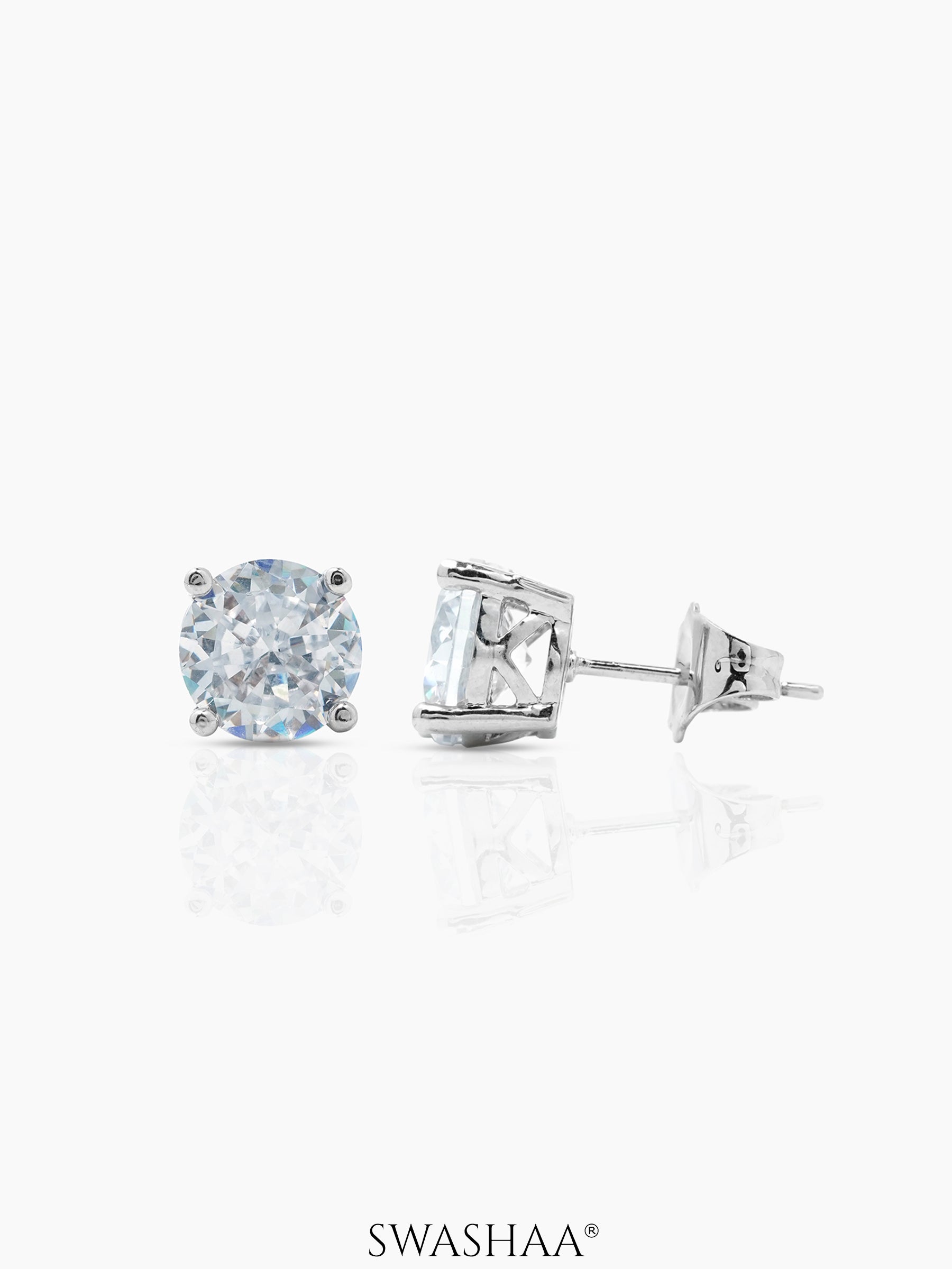 Kael Solitaire Men's Stud Earrings Silver 8 MM