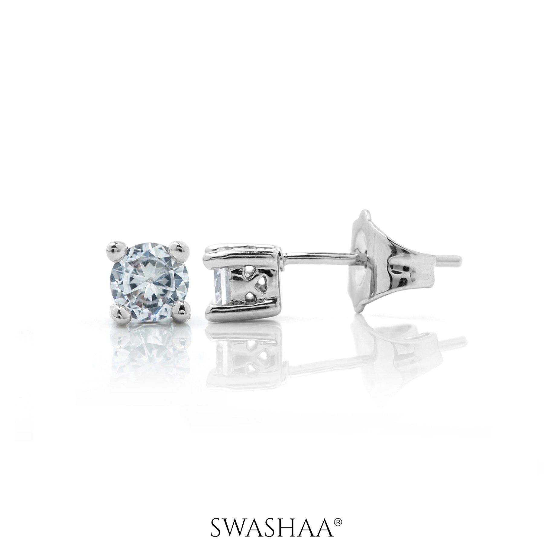 Kael Solitaire Women's Stud Earrings Silver 6 MM