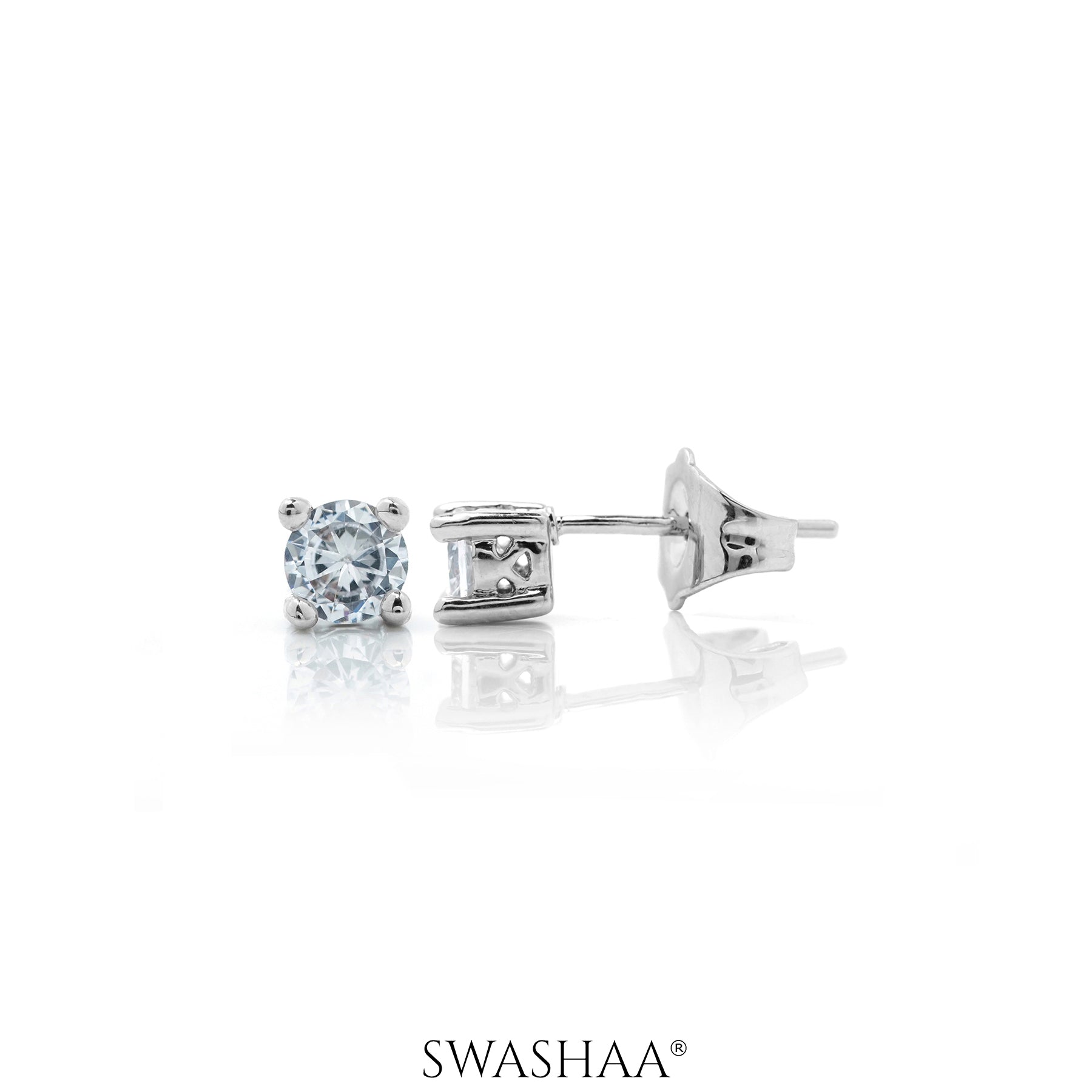 Kael Solitaire Women's Stud Earrings Silver 4 MM