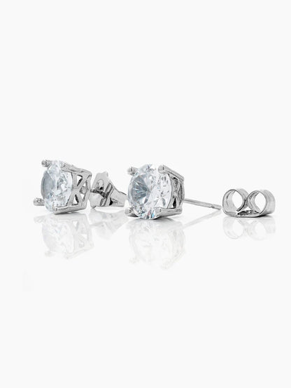 Kael Solitaire Silver Men's Stud Earrings
