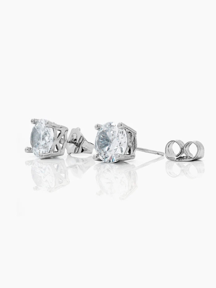 Kael Solitaire Silver Men's Stud Earrings
