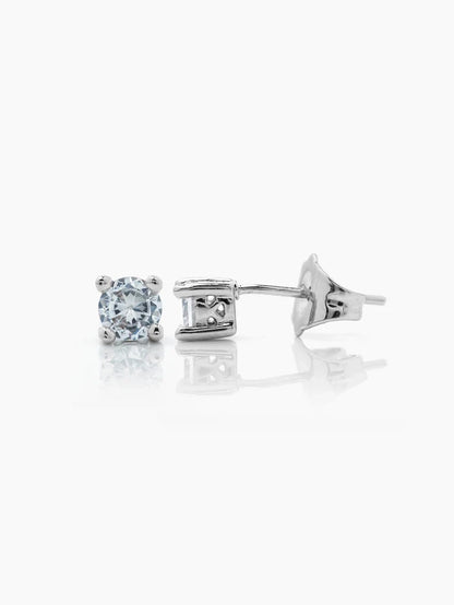 Kael Solitaire Silver Men's Stud Earrings Silver 6 MM