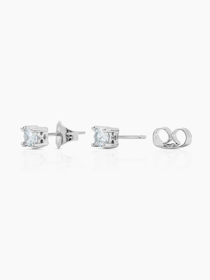 Kael Solitaire Silver Men's Stud Earrings