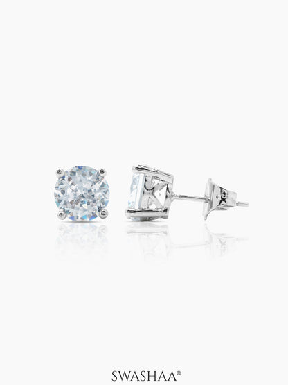 Kael Solitaire Women's Stud Earrings Silver