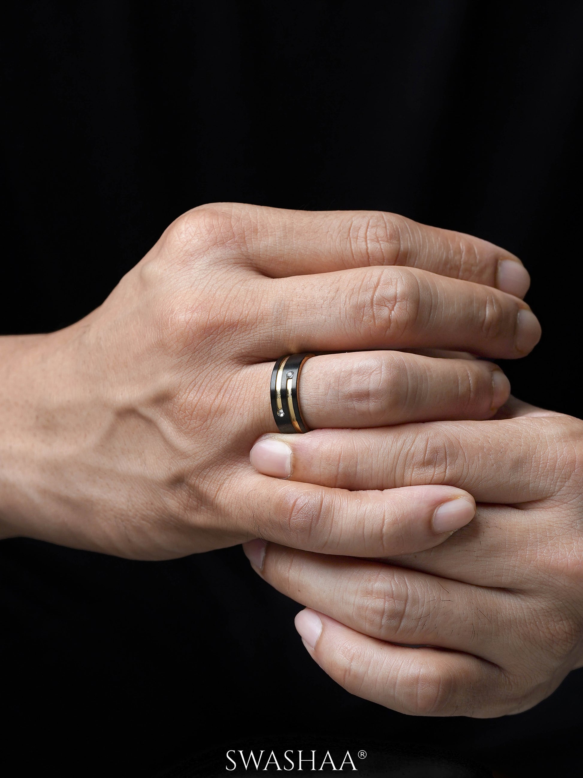 Kaizen 18K Gold-Black Men's Ring