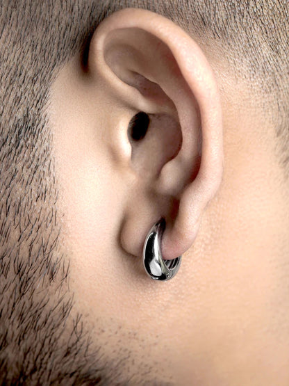 Kaizo Silver Men's Hoop Earrings