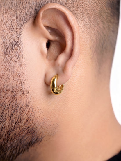 Kaizo 18K Gold Plated Men's Hoop Earrings