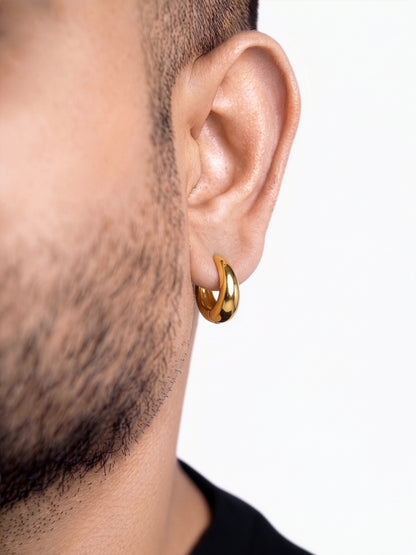 Kaizo 18K Gold Plated Men's Hoop Earrings