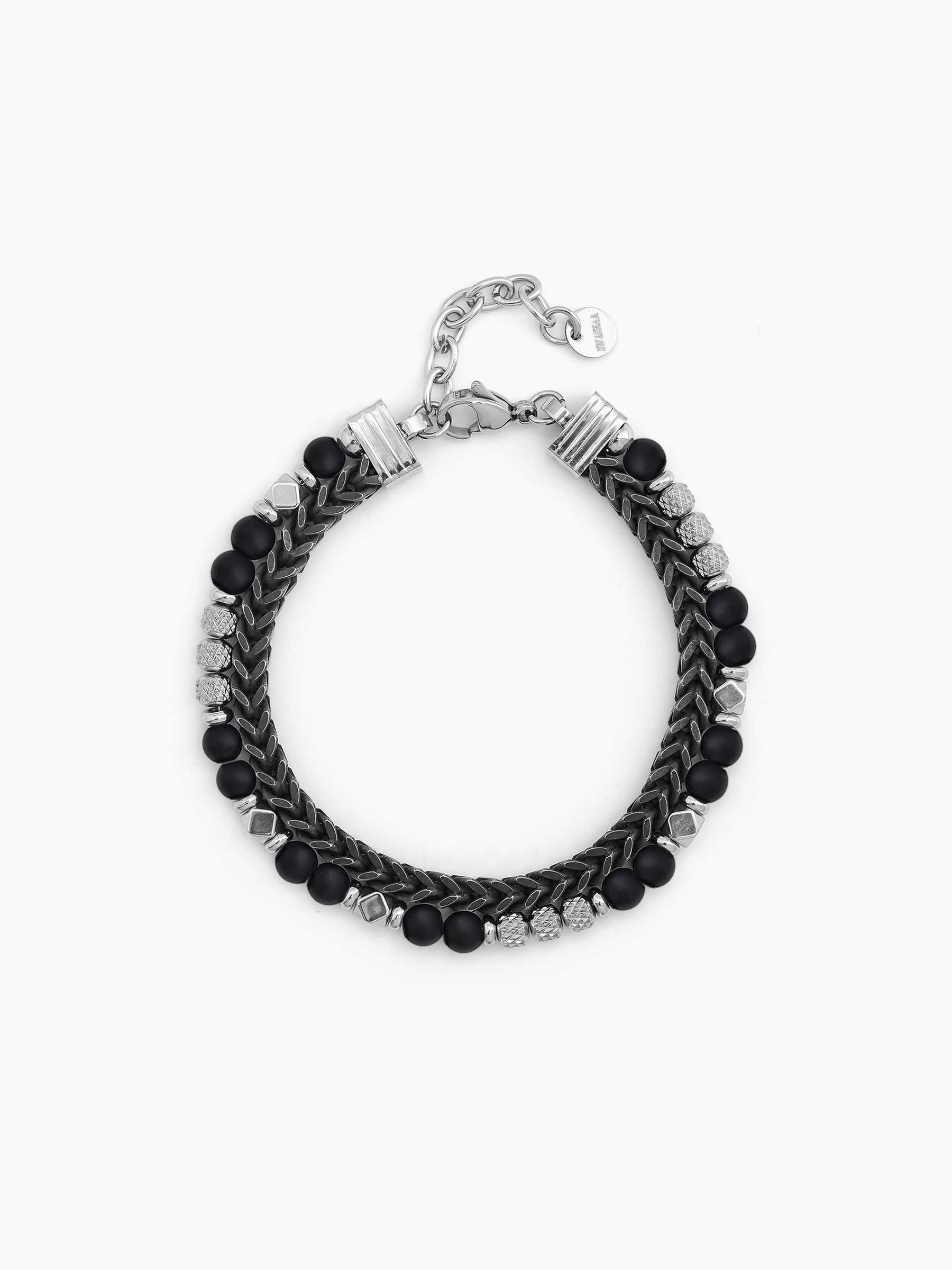 Kalen Beaded Black - Silver Men’s Bracelet Black-Silver