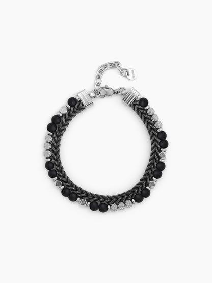 Kalen Beaded Black - Silver Men’s Bracelet Black-Silver
