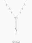 Katy Crystal Clover Petal Y-shaped Necklace Silver