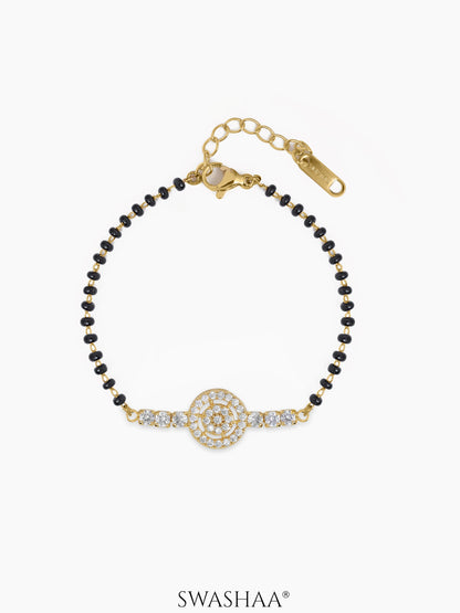 Kavira Circle Halo Diamond Mangalsutra Bracelet 18K Gold Plated