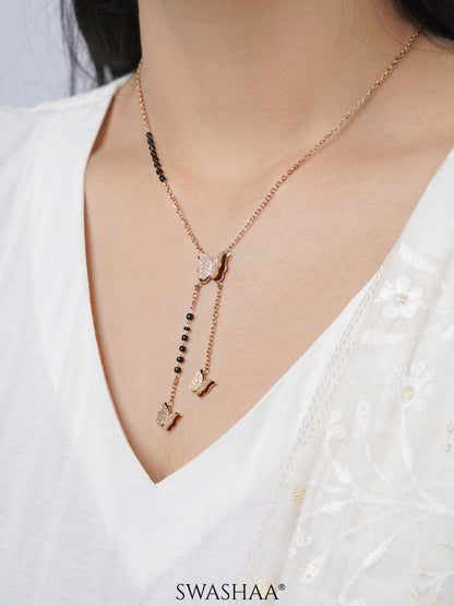 Kavya Butterfly Rosegold Plated Mangalsutra
