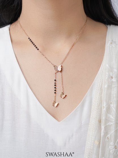 Kavya Butterfly Rosegold Plated Mangalsutra