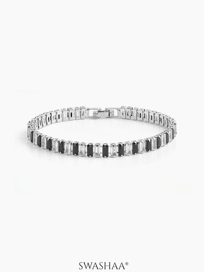 Kelora Diamond Tennis Men's Bracelet Black - Silver