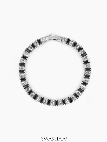Kelora Diamond Tennis Women's Bracelet Black - Silver