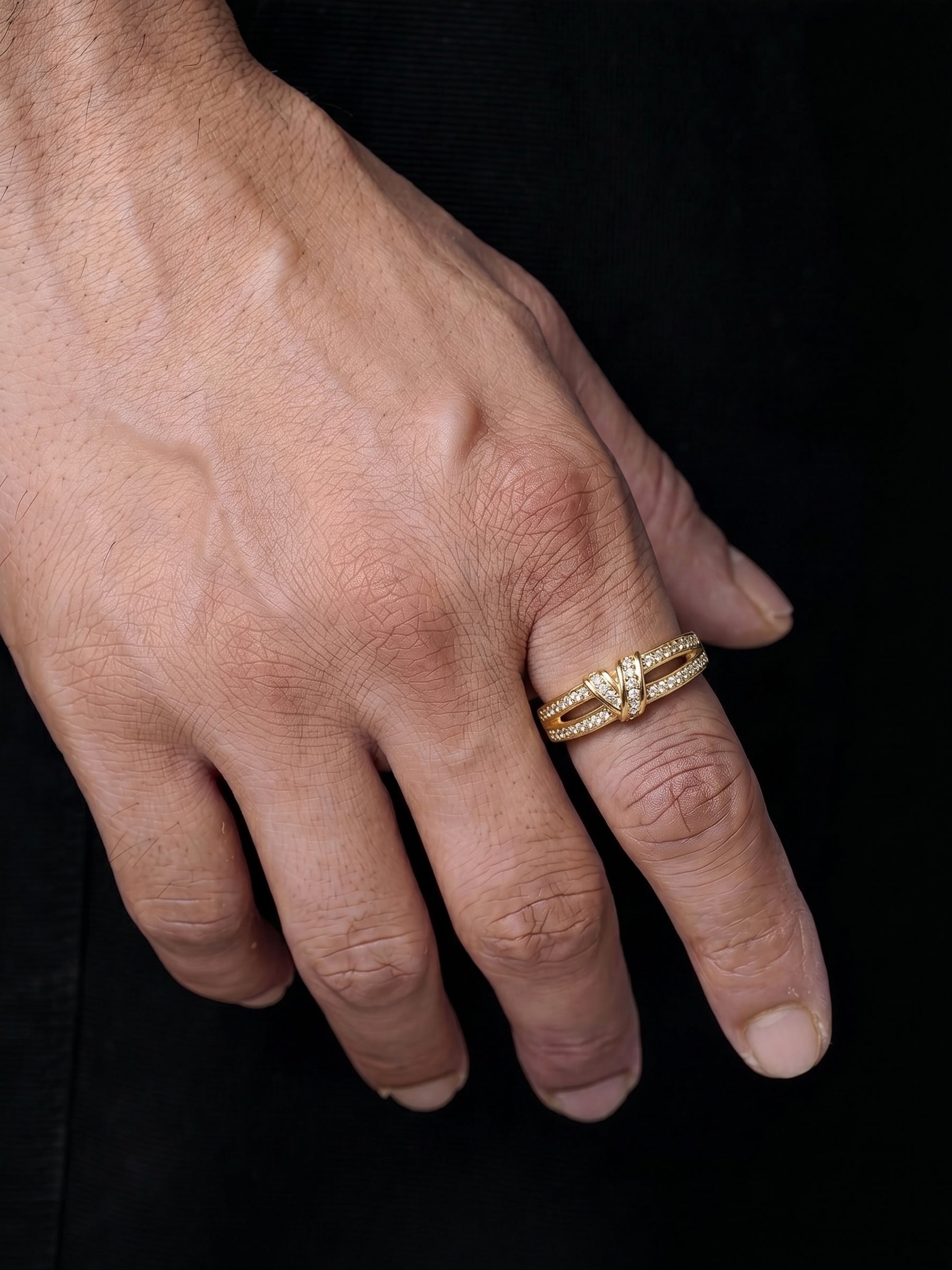 Kelron Knot Diamond 18K Gold Plated Men's Rings