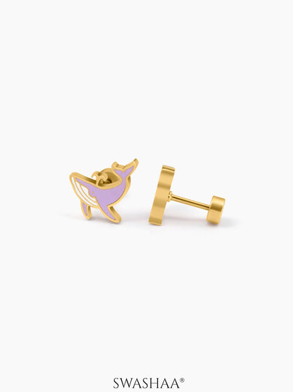 Kimo Whale 18K Gold Plated Kid's Earrings Gold