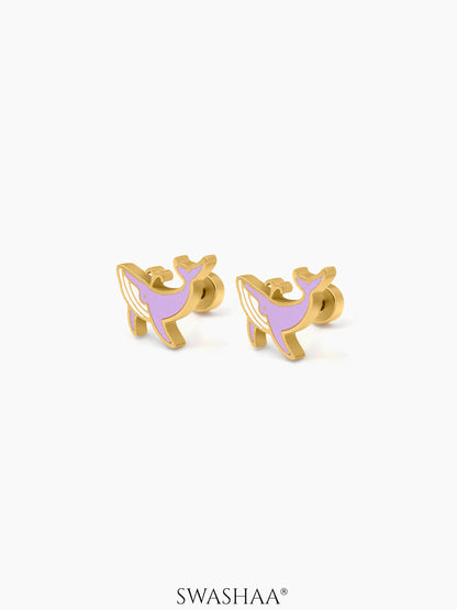 Kimo Whale 18K Gold Plated Kid's Earrings