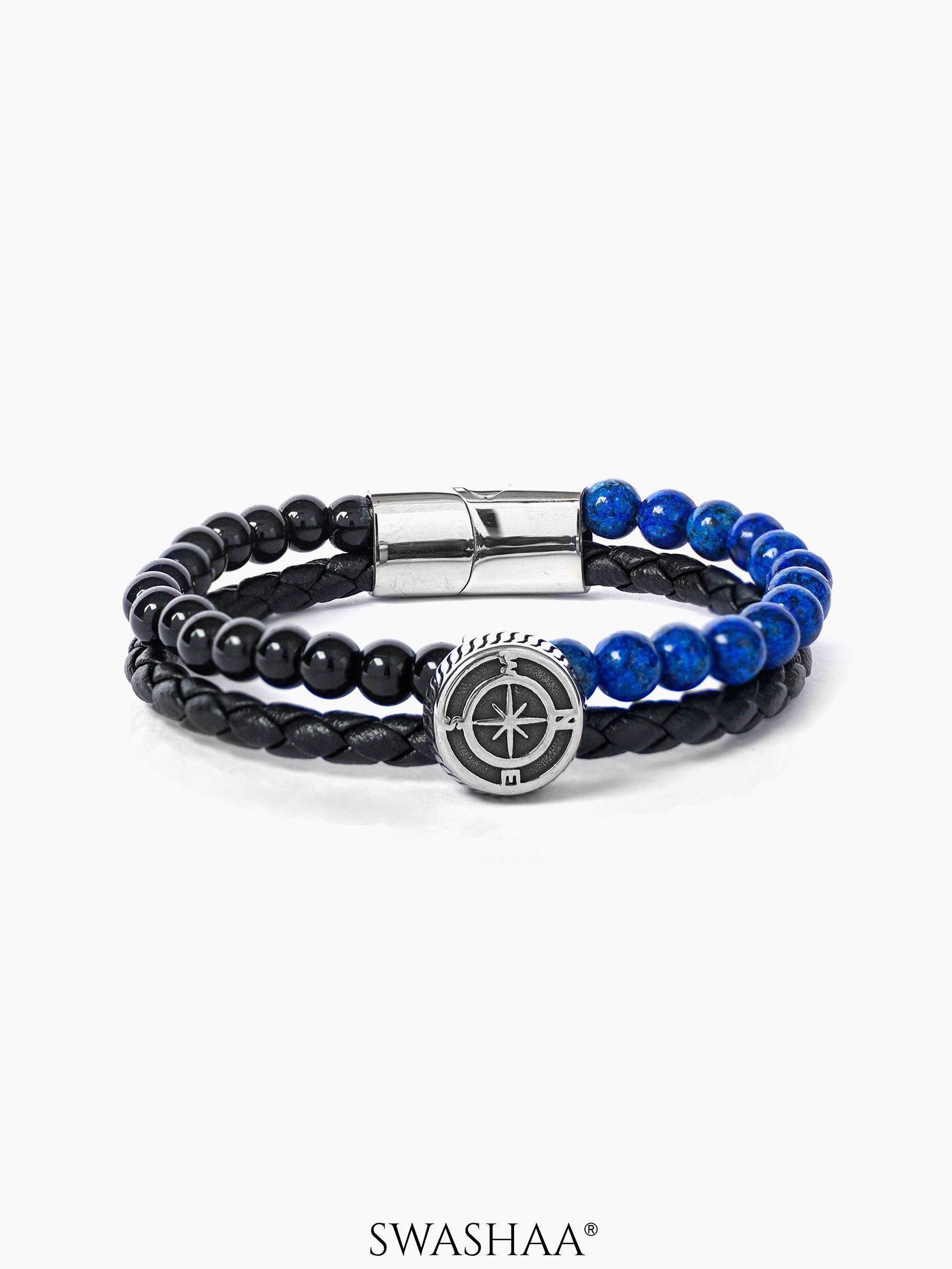 Kseas Men's Leather Bracelet Black