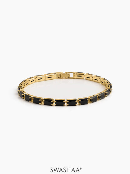 Kyren Diamond Tennis Women's Bracelet Black - 18K Gold Plated
