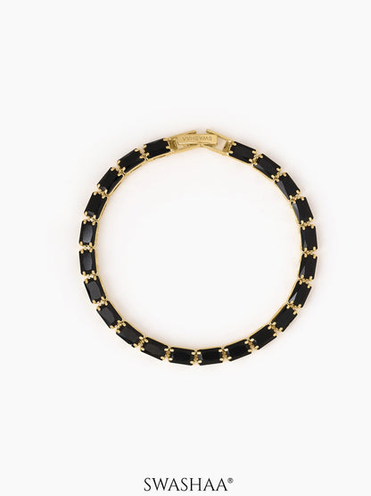 Kyren Diamond Tennis Men's Bracelet Black - 18K Gold Plated