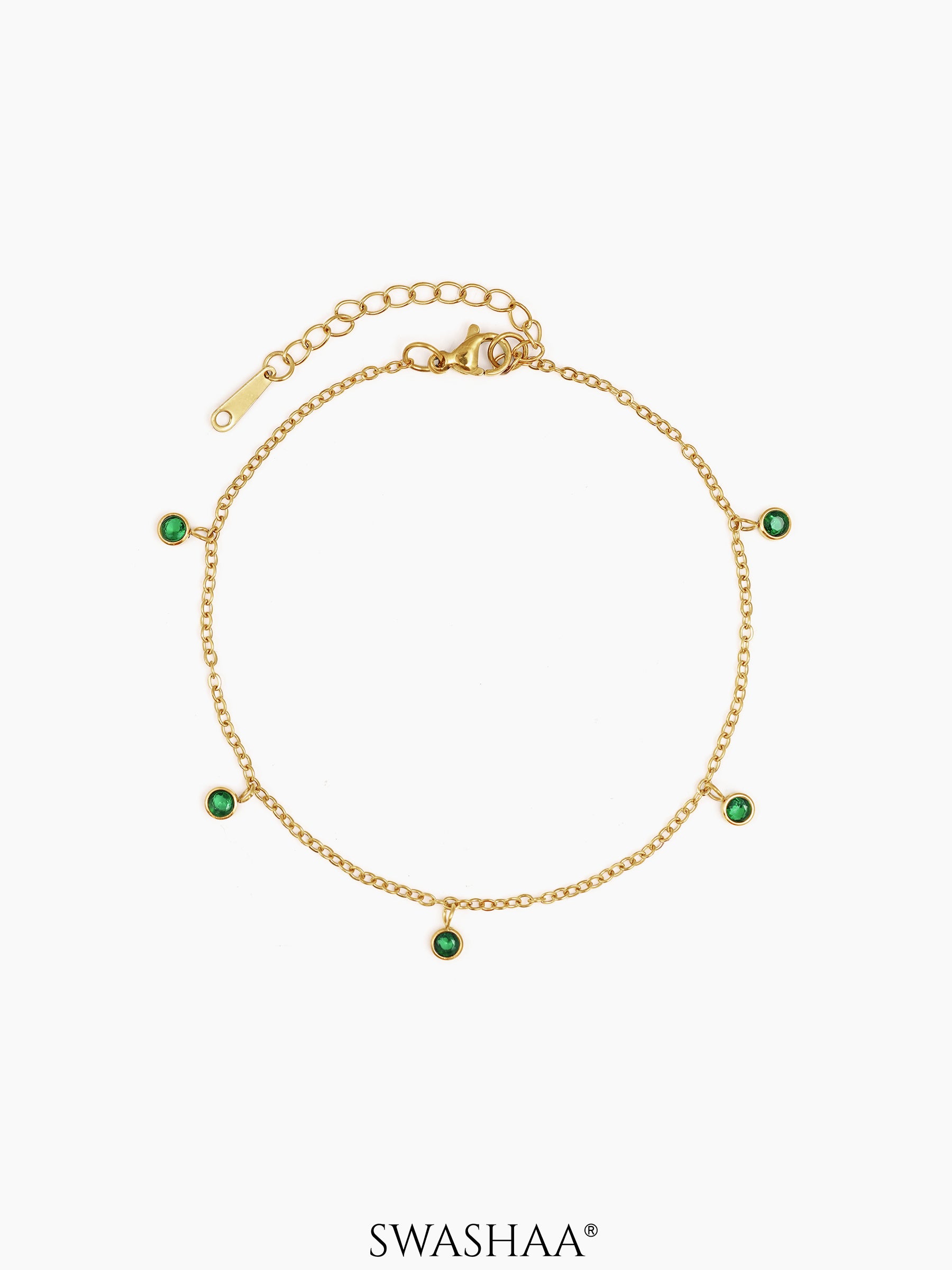 Laariya Emarald Stone 18K Gold Plated Women's Anklet Gold
