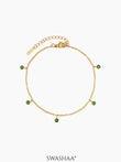 Laariya Emarald Stone 18K Gold Plated Women's Anklet Gold