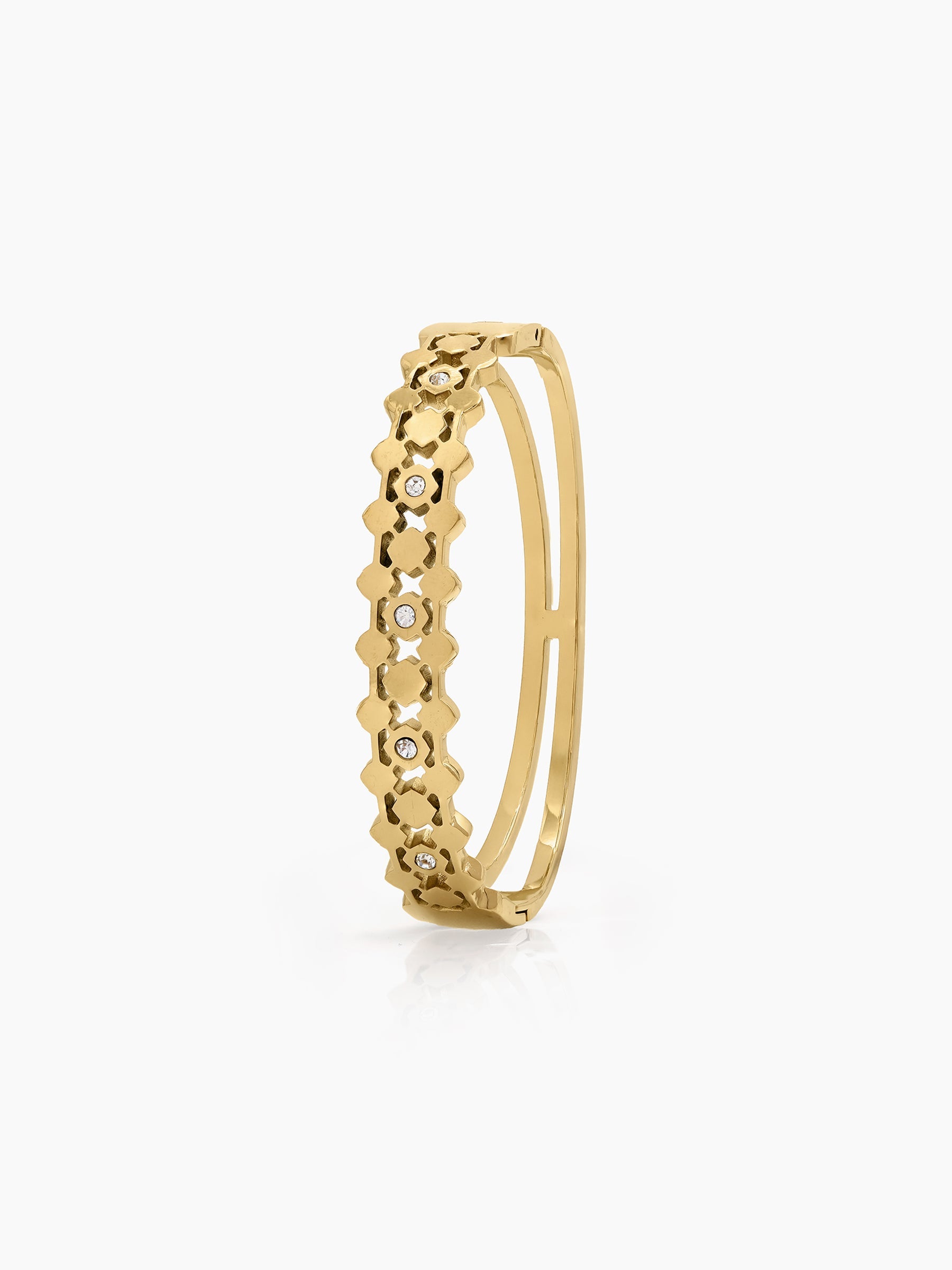 Lareza Diamond 18K Gold Plated Small Wrist Band Bracelet Gold S