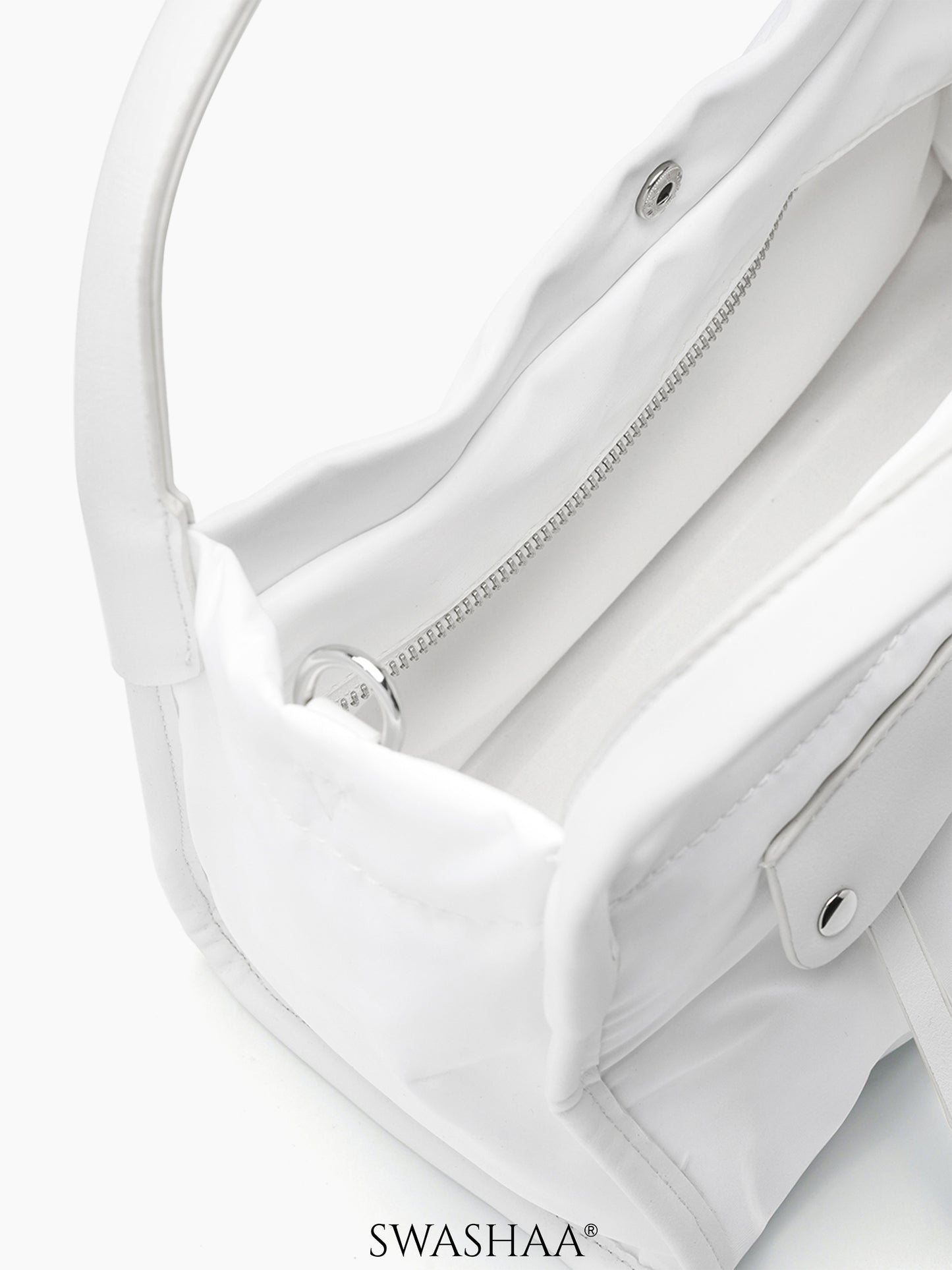 Laura White Nylon Hand Bag