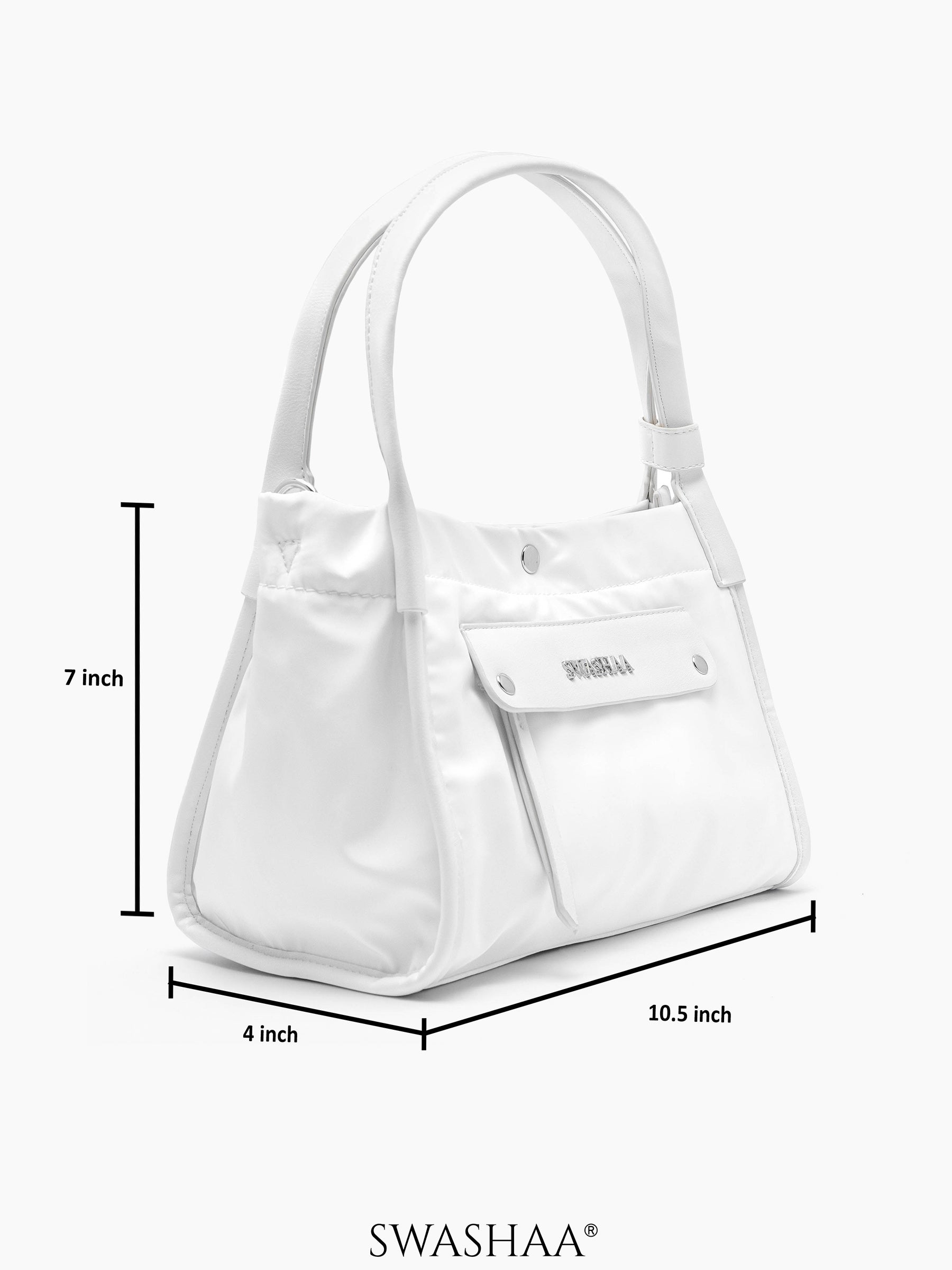 Laura White Nylon Hand Bag