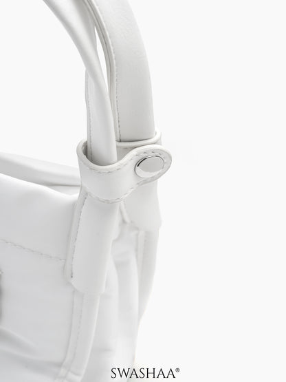 Laura White Nylon Hand Bag