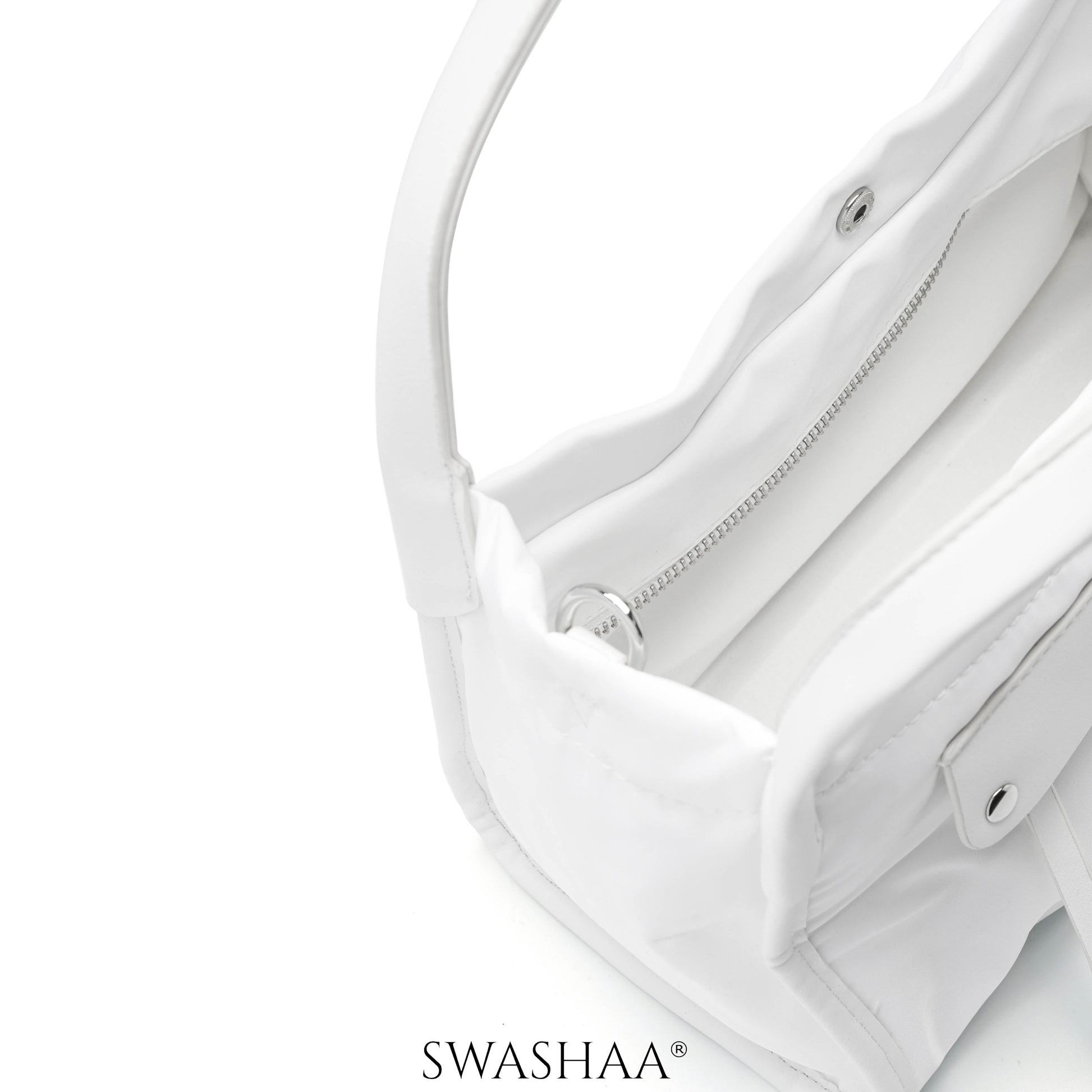 Laura White Nylon Hand Bag