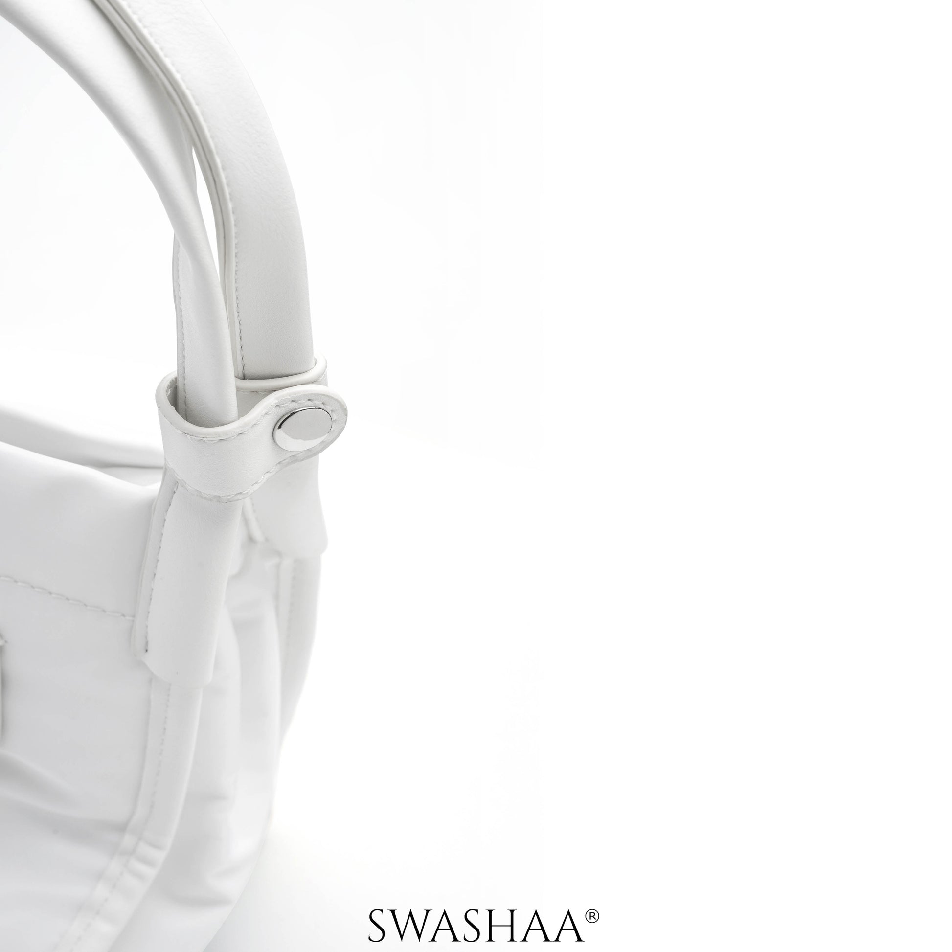 Laura White Nylon Hand Bag