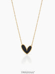 Liana Black Heart Necklace 18K Gold Plated
