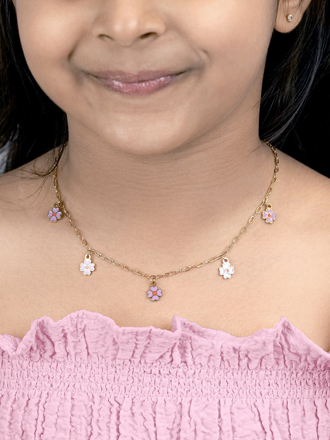 Lilac Charms 18K Gold Plated Kid's Necklace