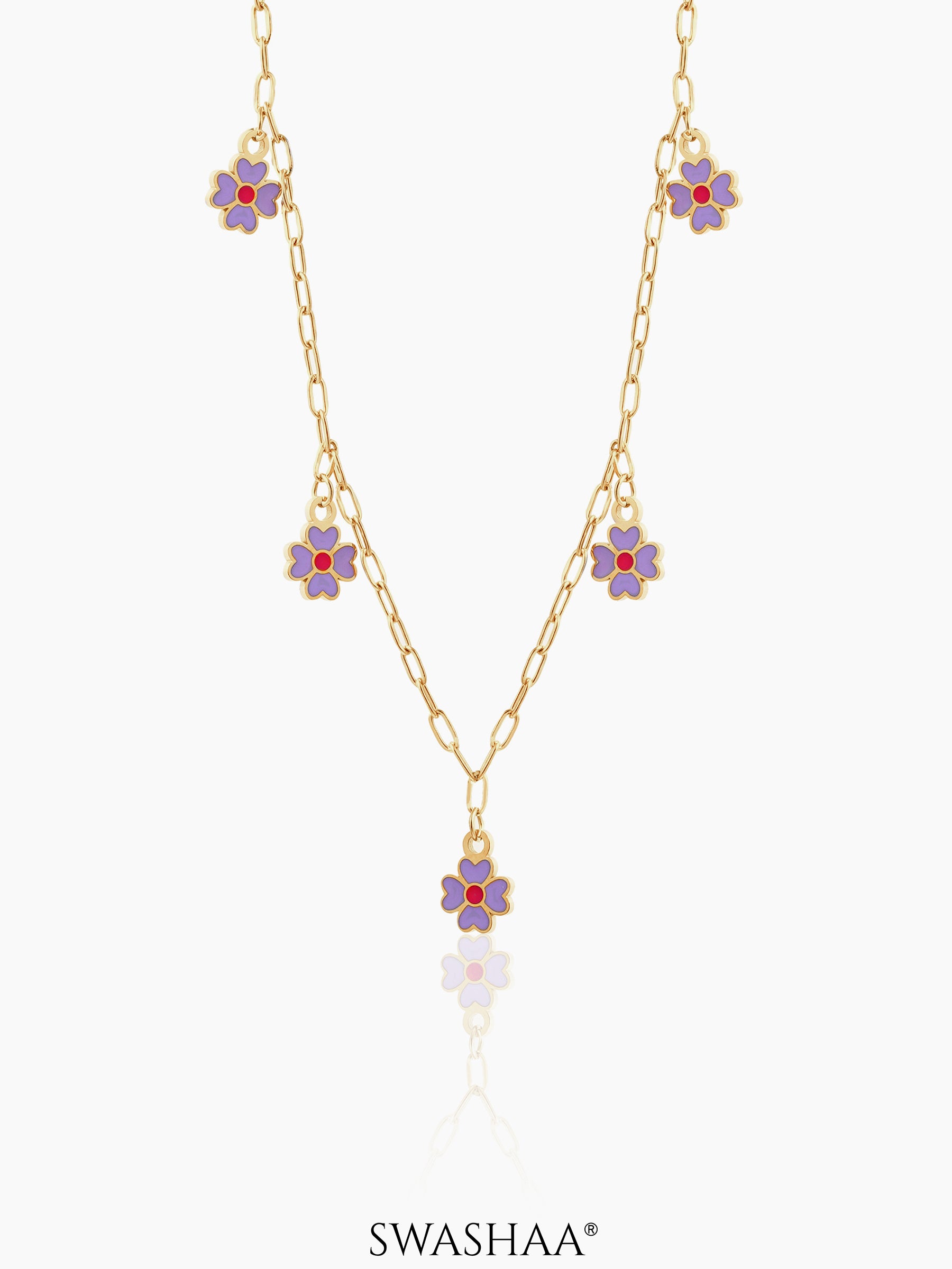 Lilac Charms Kid's Jewelry Set Of 2 - Necklace & Earrings