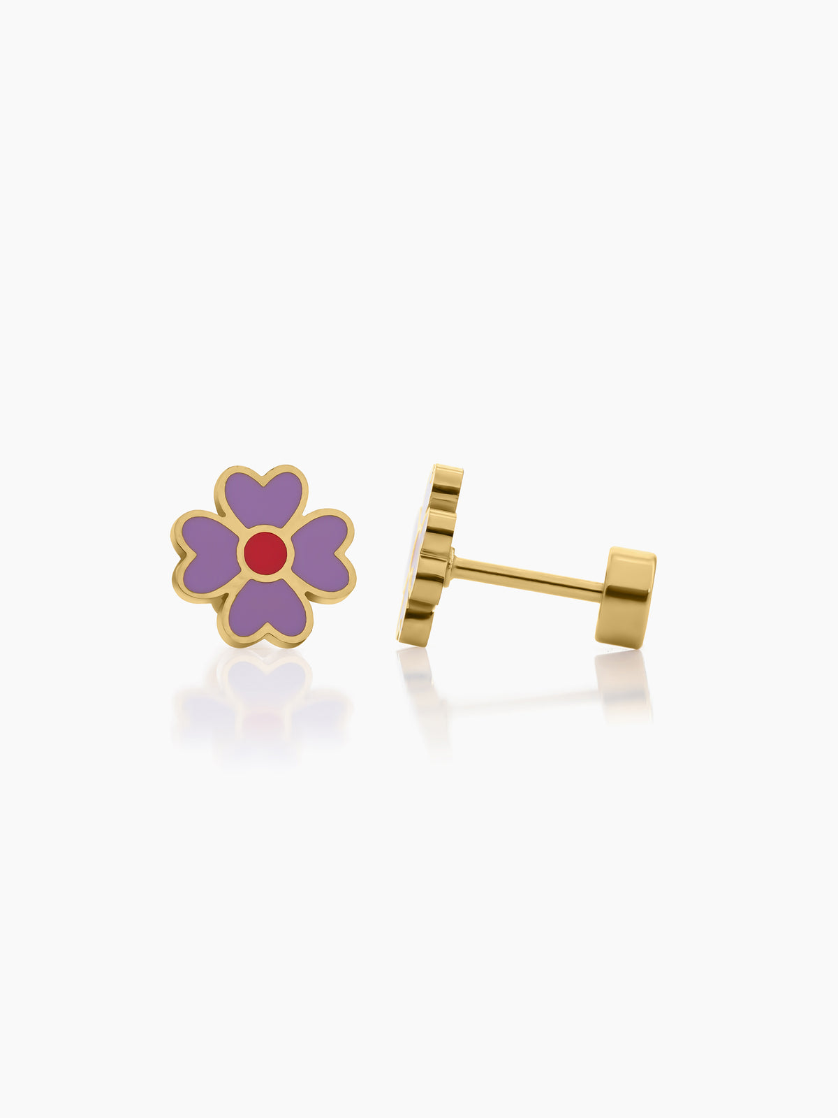 Lilac Flower 18K Gold Plated Kid's Earrings Gold