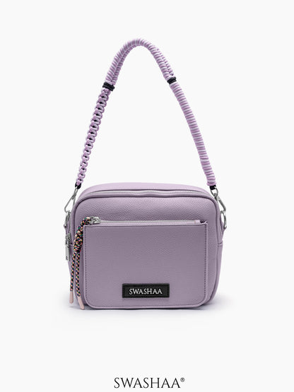 Lilac Two Pocket Leather Shoulder Bag lavender