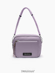 Lilac Two Pocket Leather Shoulder Bag lavender