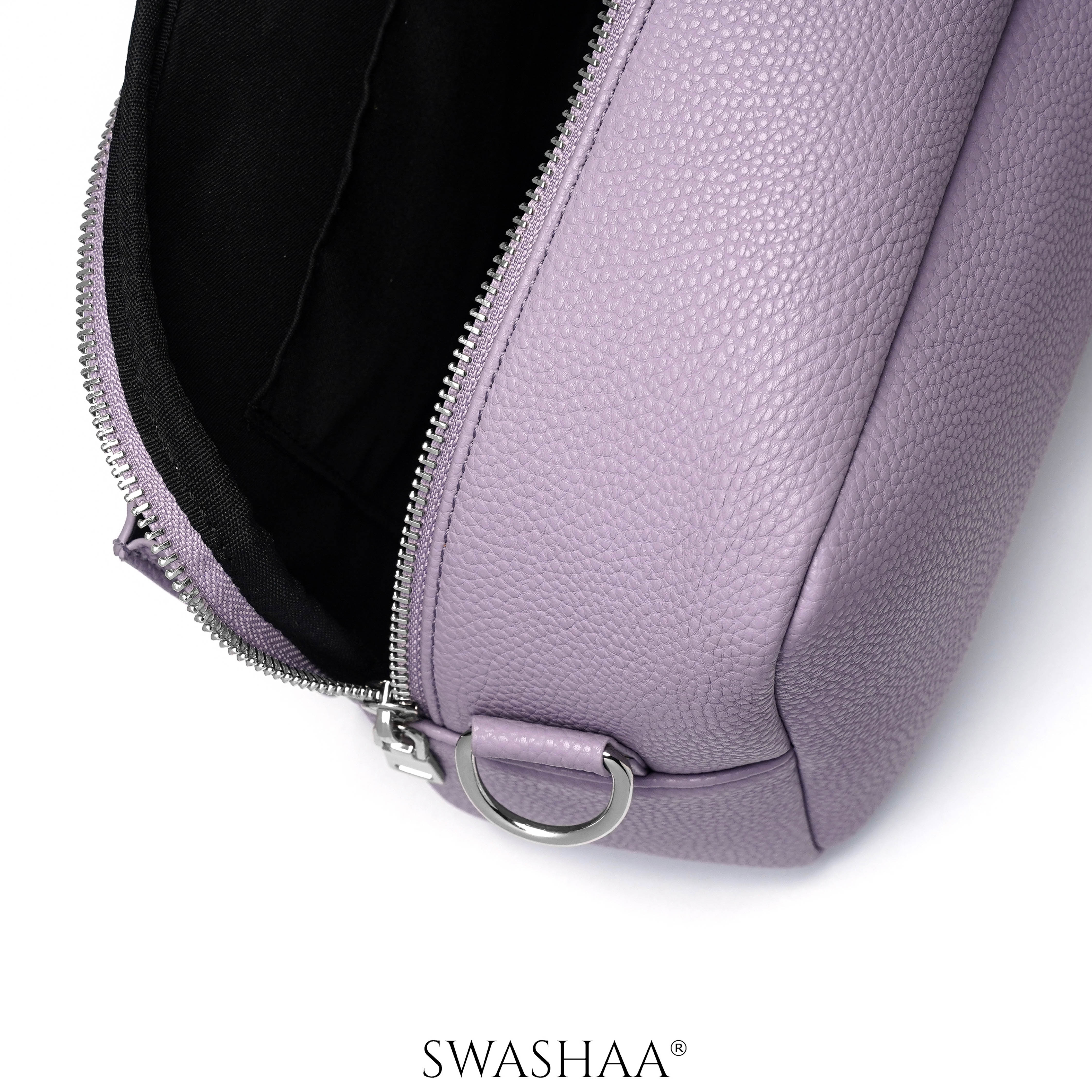 Lilac Two Pocket Leather Shoulder Bag