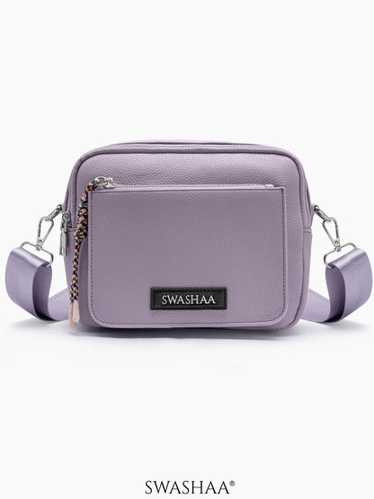 Lilac Two Pocket Leather Shoulder Bag