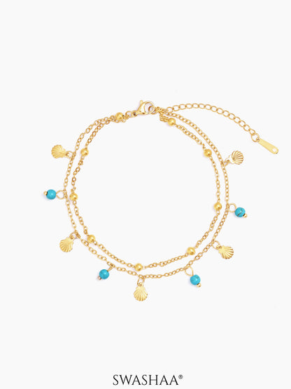 Lina Joyshell Charms 18K Gold Plated Women's Anklet Gold