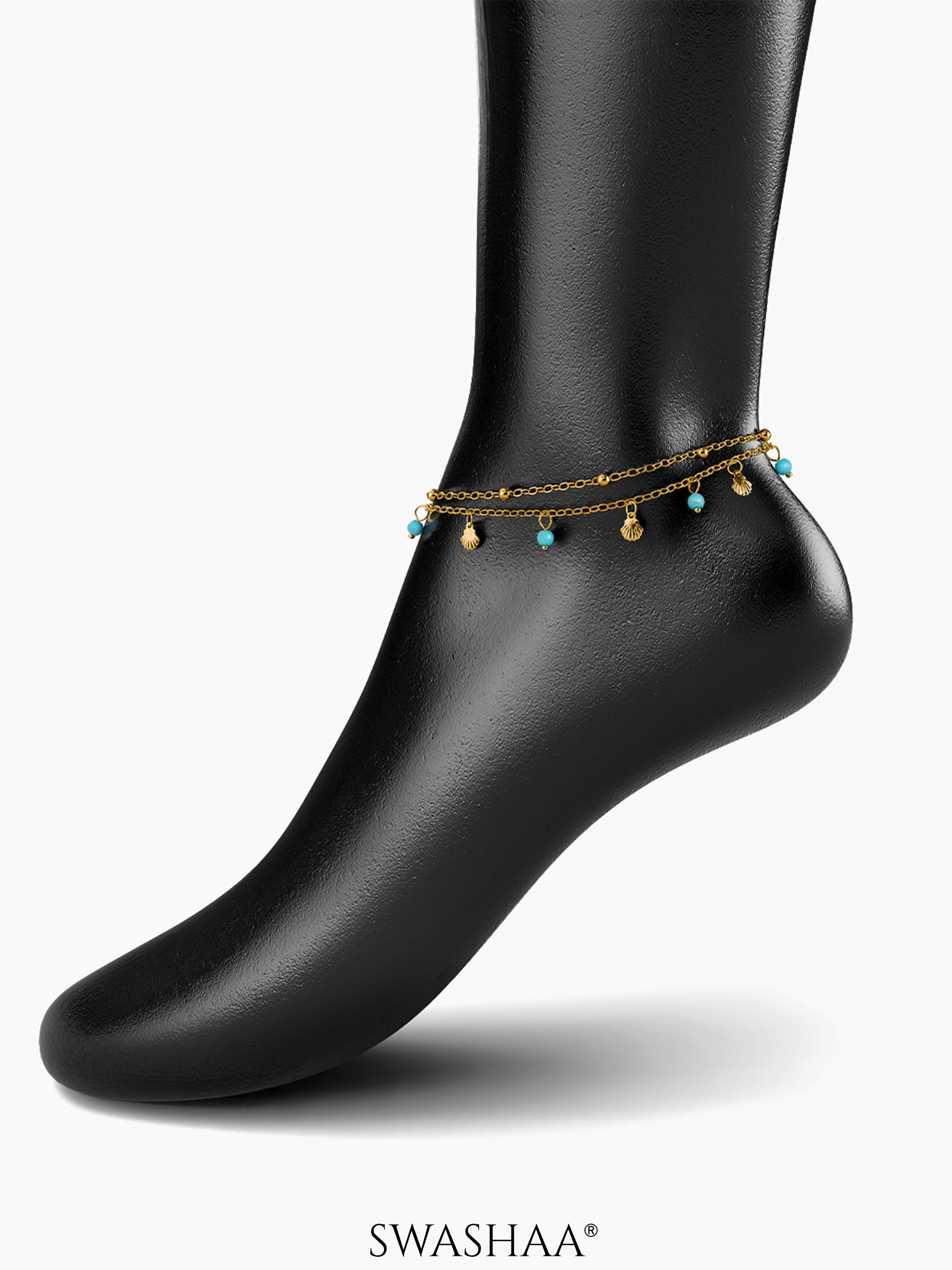 Lina Joyshell Charms 18K Gold Plated Women's Anklet