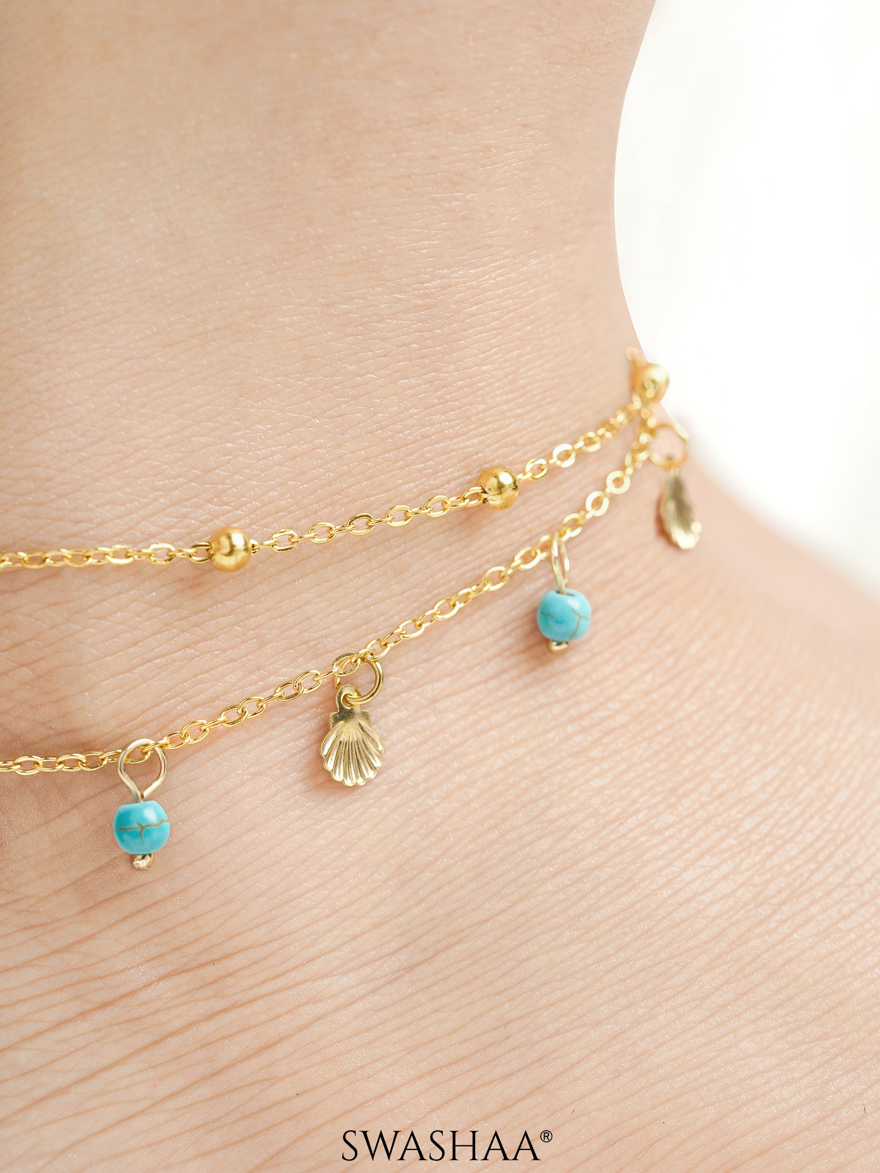 Lina Joyshell Charms 18K Gold Plated Women's Anklet