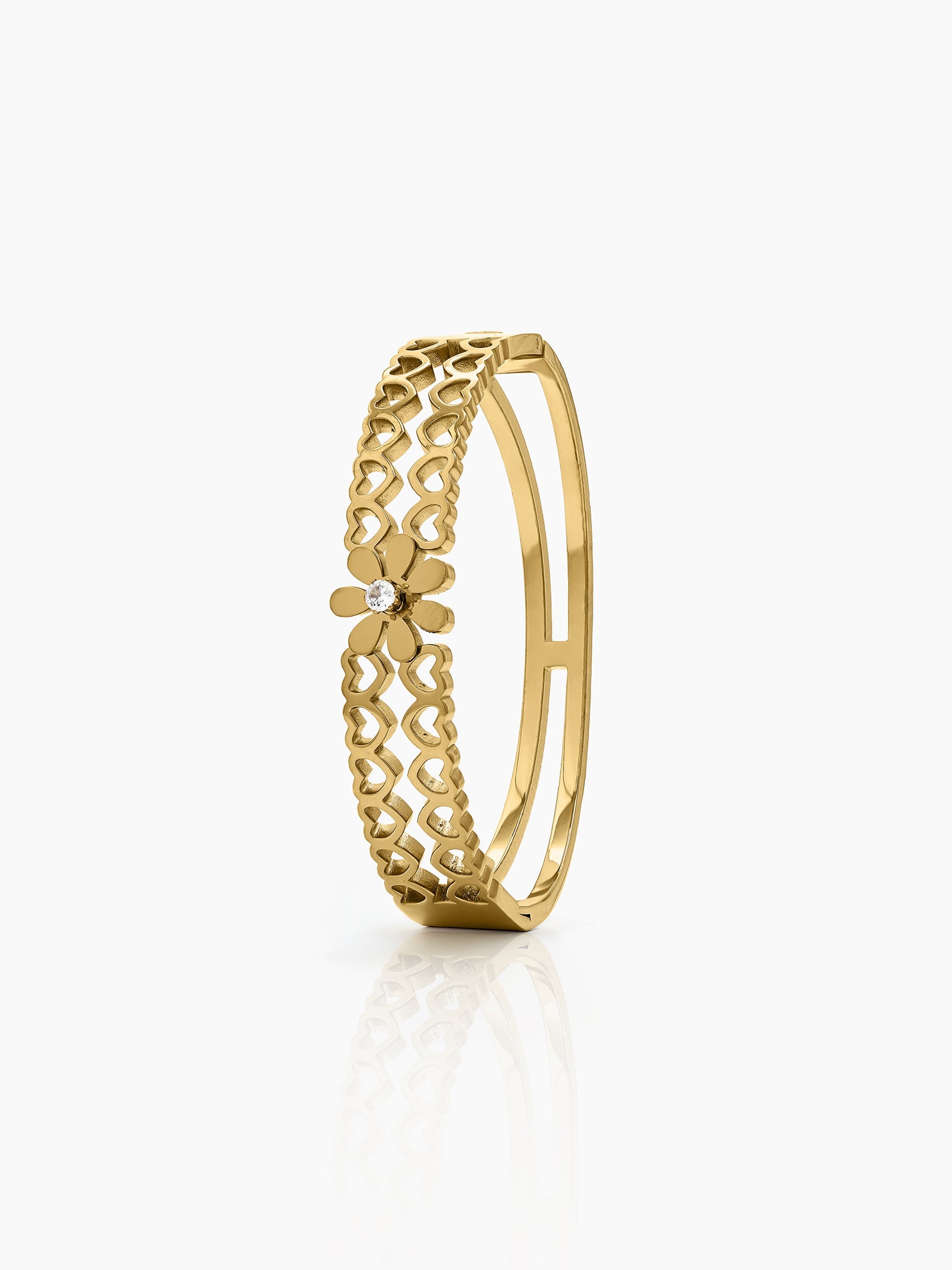 Linora 18K Gold Plated Small Wrist Band Bracelet Gold S