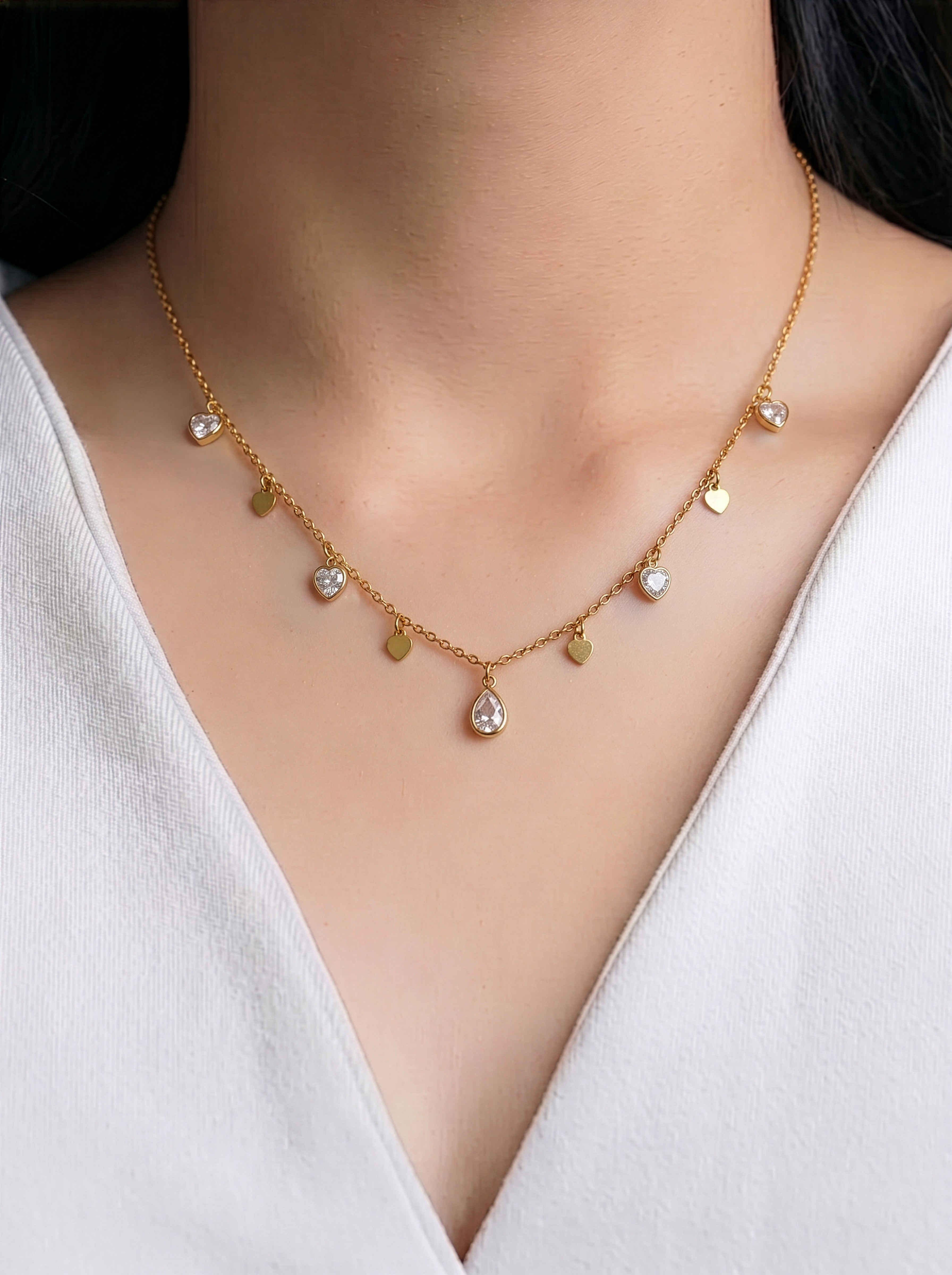 Lirena Solitaire Heart Charms Necklace